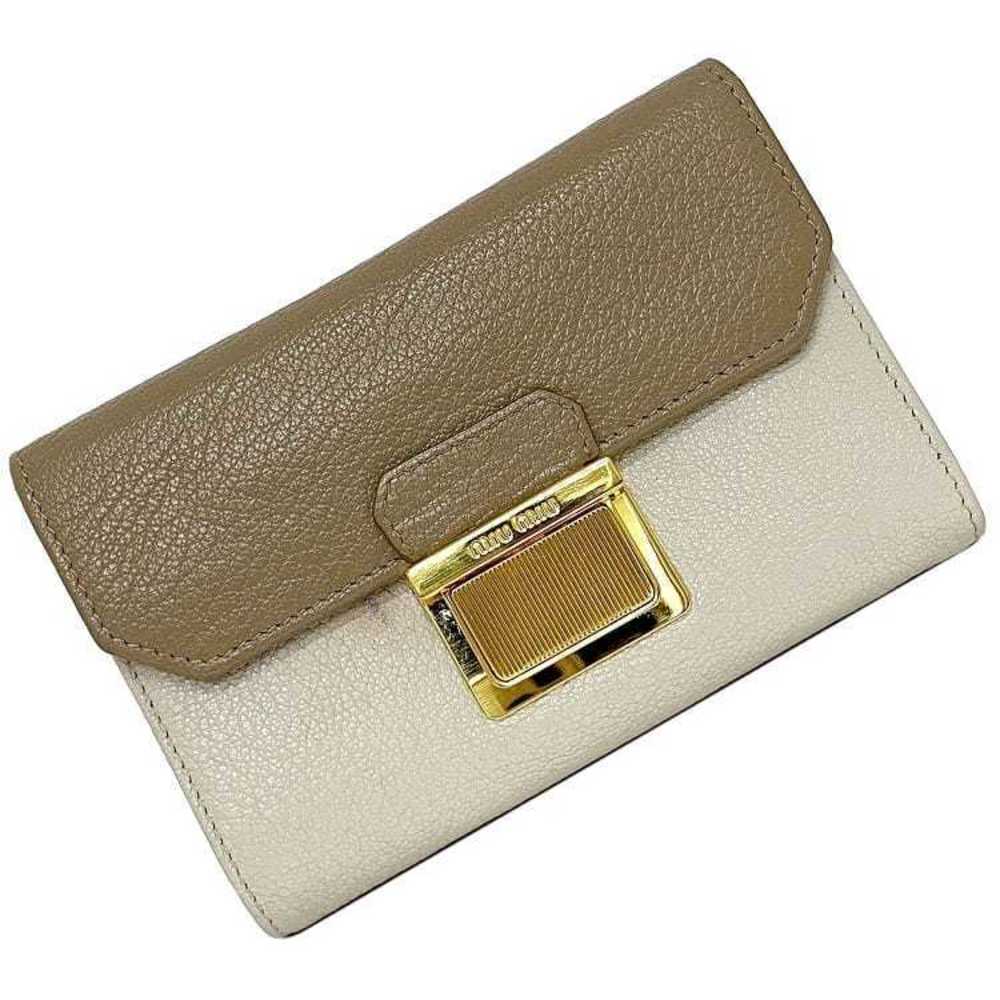 Miu Miu Wallet L-Shaped Bicolor Simple Brown Wall… - image 1